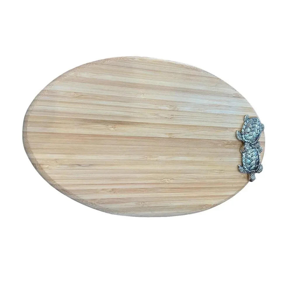 Mudpie Long Turtle Wood Board Set 10” X 6.5” with Small Fork
